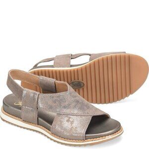 SOFFT Forri Criss Cross Metallic Grey Suede‎ Sandals  Size 8